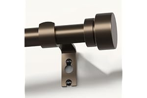 Modern Brown Curtain Rods for Windows 48 to 84 Inches Adjustable Length Heavy Duty 1" Diameter Window Curtain Rod with Decora
