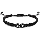Valentines Day Gifts for Him Boyfriend, Initial Bracelets for Women Teen Valentines Gifts for Her Trendy Stuff Best Friend Birthday Gift Graduation Adjustable Letter A-Z Braided Bracelets Heart Link Sister Daughter Mother's Day Mom Female Christmas Jewelry