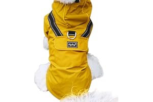 JoyDaog Premium Dog Raincoat with Hood for Medium Dogs,Outdoor Sports Waterproof Dog Rain Jacket,Puppy Raincoat with Pockets,Yellow M