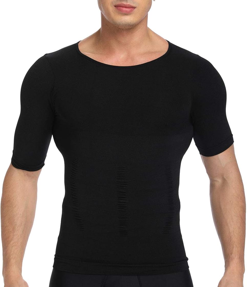 MOLUTAN Camicia a Compressione da Uomo Dimagrante Body Shaper Gilet Senza Maniche in Vita Traner Allenamento Canotta per Controllo della Pancia Shapewear, Bianco, XS/S