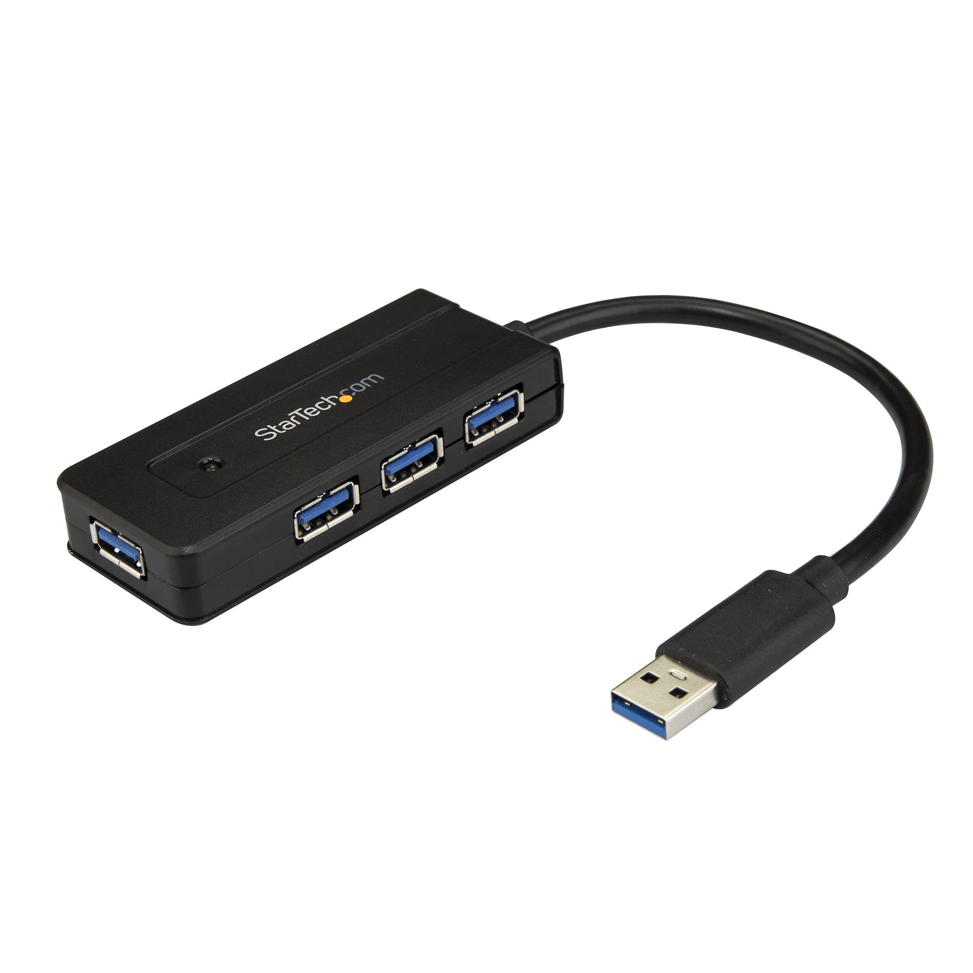 StarTech.com 4 Port USB 3.0 Hub (SuperSpeed 5Gbps) with Fast Charge – Portable USB 3.1 Gen 1 Type-A Laptop/Desktop Hub - USB Bus Power or Self Powered for High Performance – Mini/Compact (ST4300MINI)