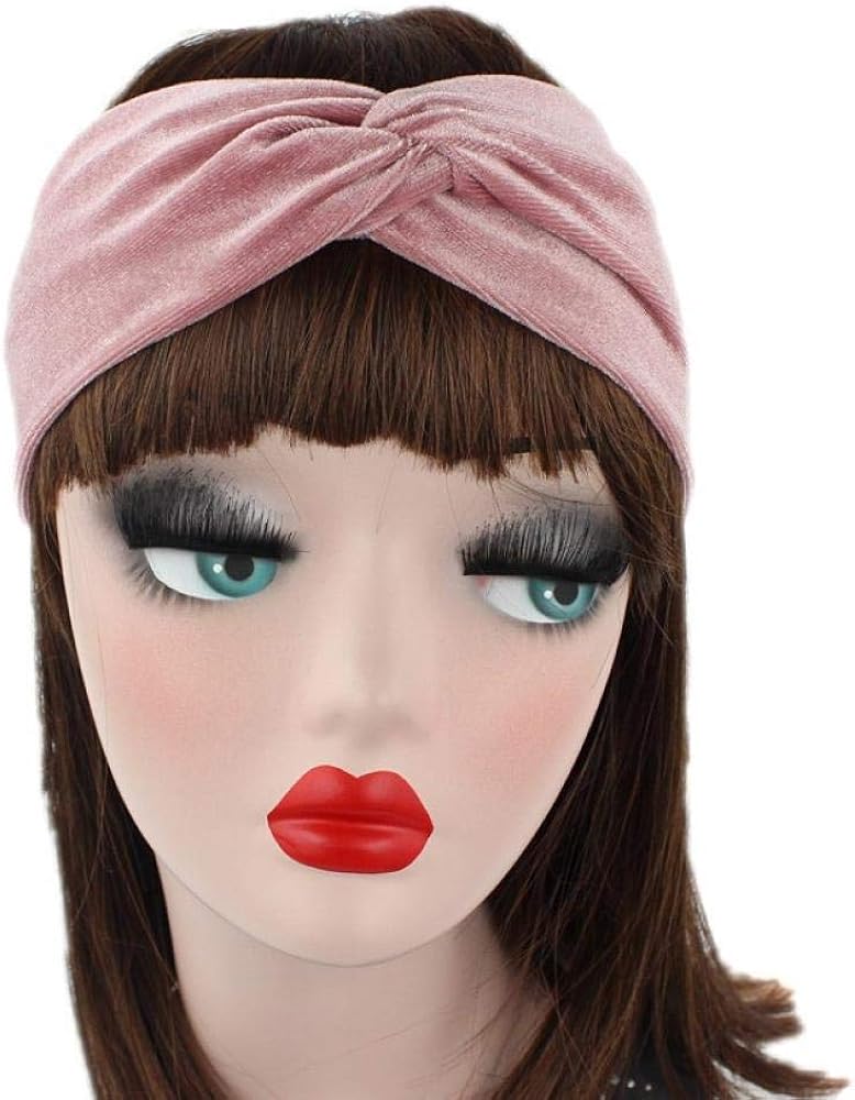 PKYGXZ Adult Headbands Ladies Gold Velvet Cross Headband Muslim