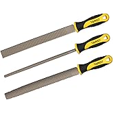 TARIST 3-Piece 8" Wood Rasp File Set, Includes Flat/Half-Round/Round. For Woodworking &amp; Sharping Wood