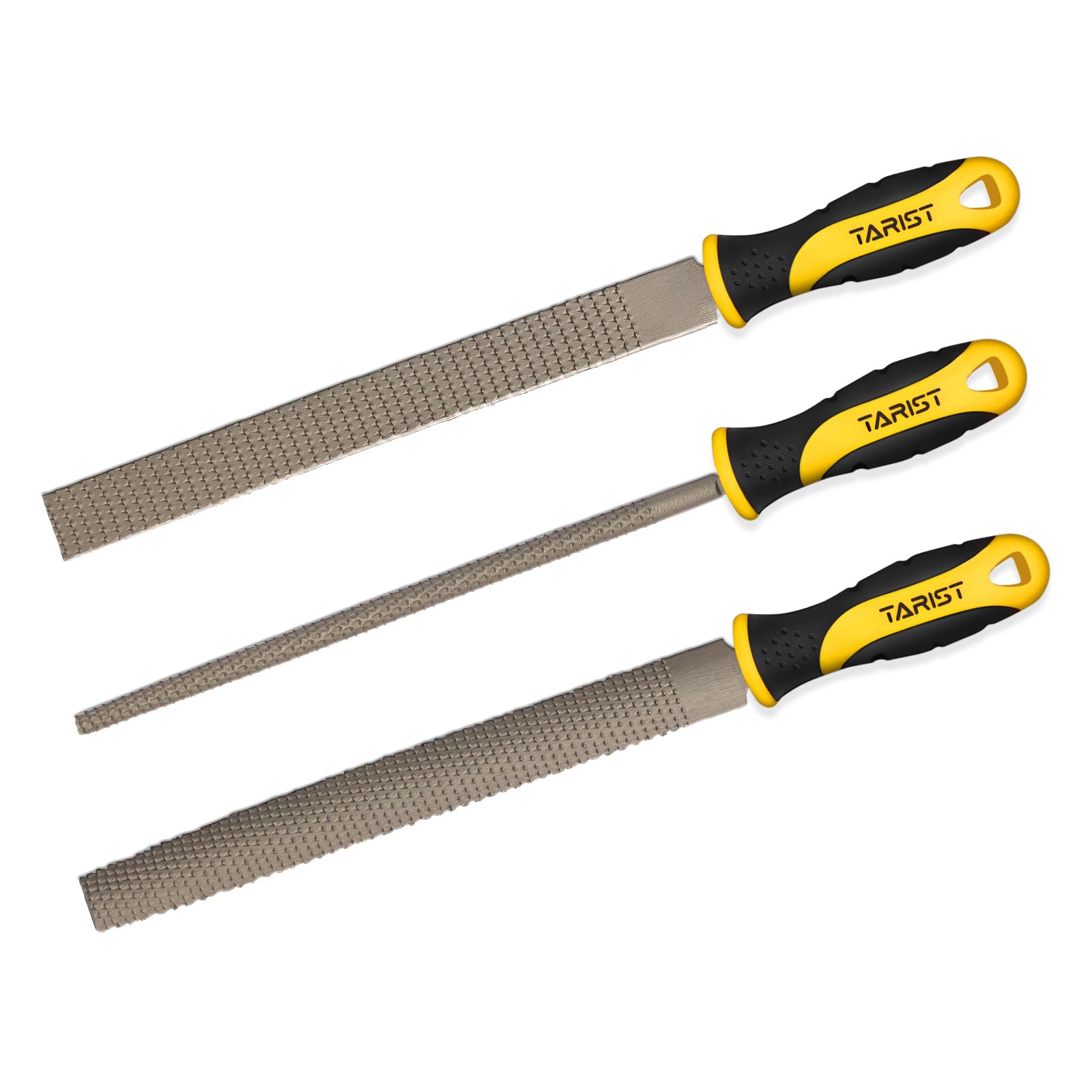Photo 1 of ***SHOWS SIGNS OF HEAVY USAGE *** TARIST 3-Piece 8" Wood Rasp File Set, Includes Flat/Half-Round/Round. For Woodworking & Sharping Wood