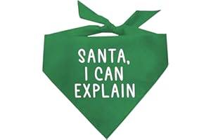 TEES & TAILS Santa I Can Explain Dog Bandana | 100% Cotton Adjustable Triangle | Made in USA | Christmas | Holiday Season | Winter Wonderland | Gift |Green, One Size (955)