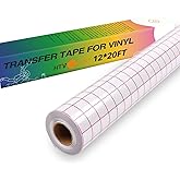 HTVRONT Transfer Tape for Vinyl - 12" x 20 FT Red Alignment Grid Clear Transfer Paper for Vinyl for Self Adhesive Vinyl - High Tack Transfer Tape for Signs Stickers Decals Walls Doors