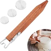 Pottery Trimming Tool Set, 6mm Clay Foot Trimmer with Red Sandalwood Handle | Stainless Steel Clay Sculpting Tools for Wheel Throwing, Ceramic Bottom Foot Ring Trimming, Shaping Bowls, Cups &amp; Vases