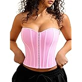 ChiaoLezhee Sexy Strapless Corset For Women, Lace Up Backless Crop Tube, Going Out Bandeau Top
