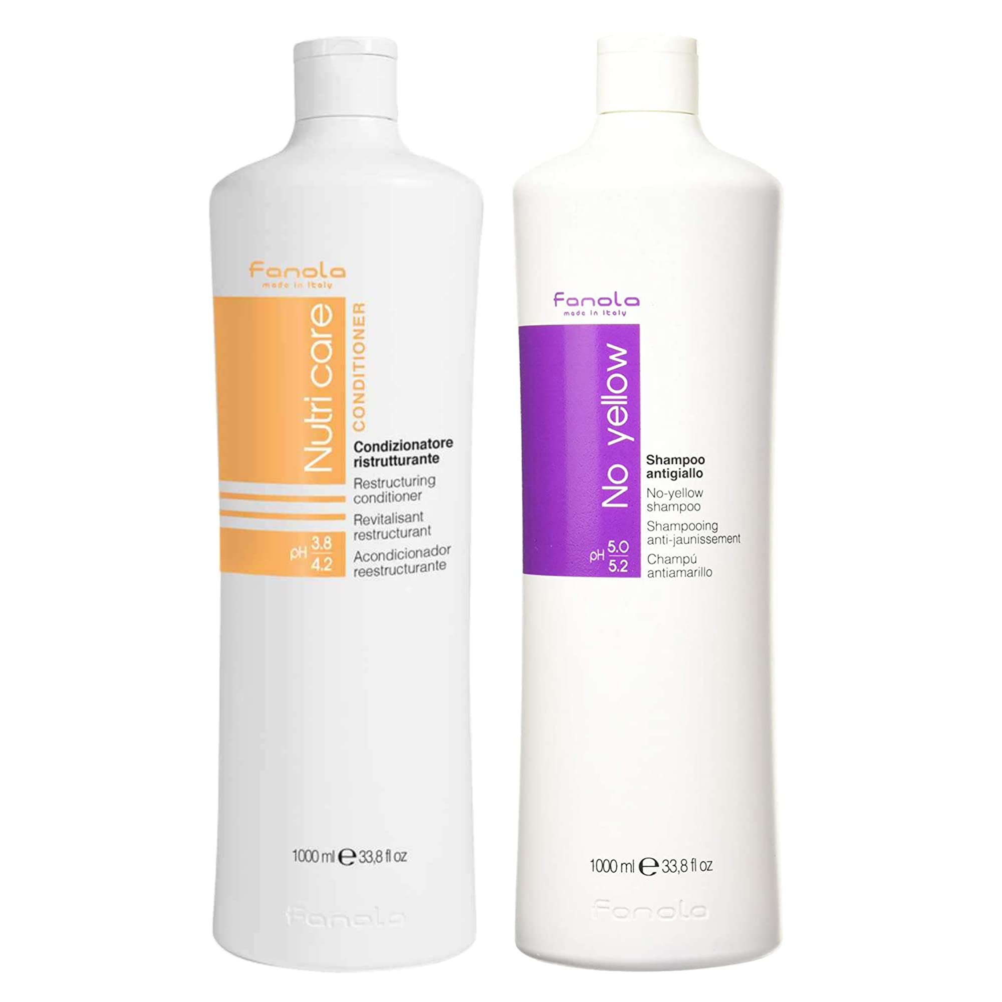 Fanola Official No Yellow Shampoo & NutriCare Conditioner Set 1000ml