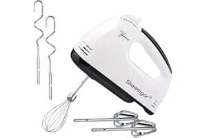 7-Speed Hand Mixer for Baking, Electric Handheld Mixer with Stainless Steel Beaters & Dough Hooks, Turbo Function Immersion W
