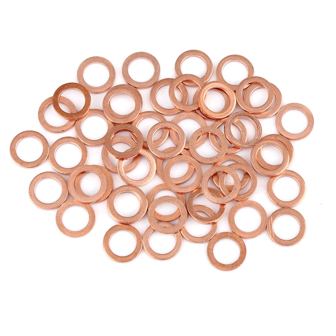 X AUTOHAUX 50pcs Copper Washer Flat Sealing Ring Spacer for Car 8 x 12 x 1.5mm