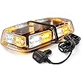 Xprite 36 LED Rooftop Strobe Beacon Mini Bar Lights 16 Flashing Modes Warning Hazard Light w/Magnetic Base for Emergency Vehicles Trucks Snow Plow Construction Cars Bus - White Mix Amber