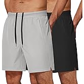 COOFANDY Mens Athletic Running Shorts 7'' Gym Workout Shorts Lightweight Drawstring Training Shorts with Zipper Pockets