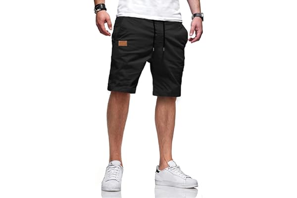JMIERR Men's Drawstring Shorts Casual Twill Chino Shorts with Pockets | Workout, Summer, Stretch, Cotton, Golf, Elastic Waist