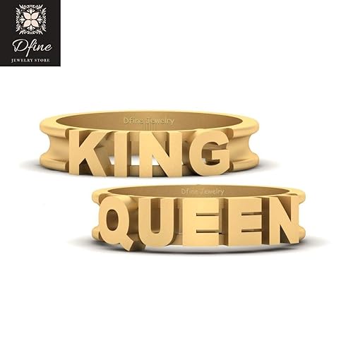 Amazon Com His Queen And Her King Couple Rings Solid 14k Yellow