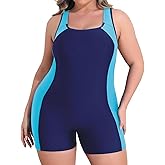 beautyin Plus Size Swimsuit for Women Athletic Boyleg One Piece Bathing Suit