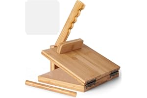 Gorilley Tortilla Press10 Inch Roti Maker with Rolling Pin Large Bamboo Wood Tortilla Maker with 50 Pieces Parchment Paper