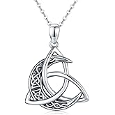 CHENGHONG Celtic Moon Necklace for Women 925 Sterling Silver Celtic Knot Moonstone Pendant Necklace Crescent Irish Necklaces Celtics Jewelry Gift for Women Men
