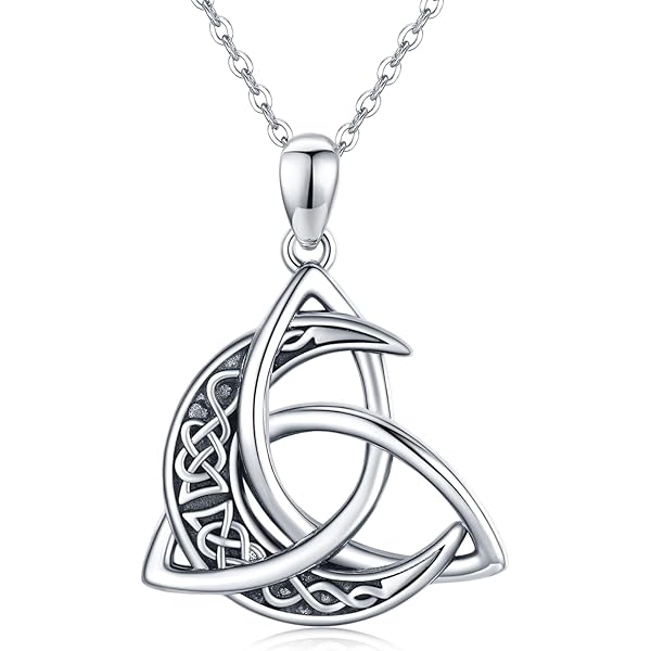 Eudora De Plata De Ley 925 Geométrica Línea Corazón Colgante Collar Irlandés Nudos Celtas