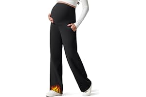G4Free Flurrylux Fleece Lined Maternity Wide Leg Pants Cotton Over The Belly Pregnancy Sweatpants