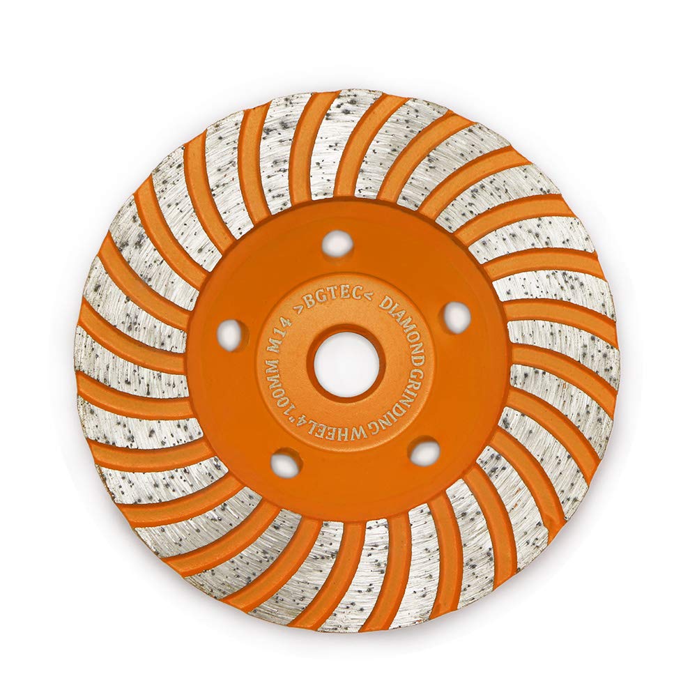 Diamond Cup Surface Grinding Wheel,BGTEC 100MM Turbo Row Concrete Diamond Grinder Disc with M14 thread for Polishing and Cleaning Grinder Concrete Granite Stone Marble Masonry