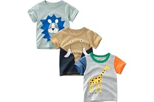 Winzik Boys Shirt Toddler Shirts Kids Boys’ Short Sleeve 3-Pack Crewneck T-Shirt Tee Tops Summer Clothes 18M-8Y