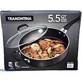 Tramontina 5.5 Quart Jumbo Cooker Nonstick Deep Saute Pan Dishwasher Safe Black