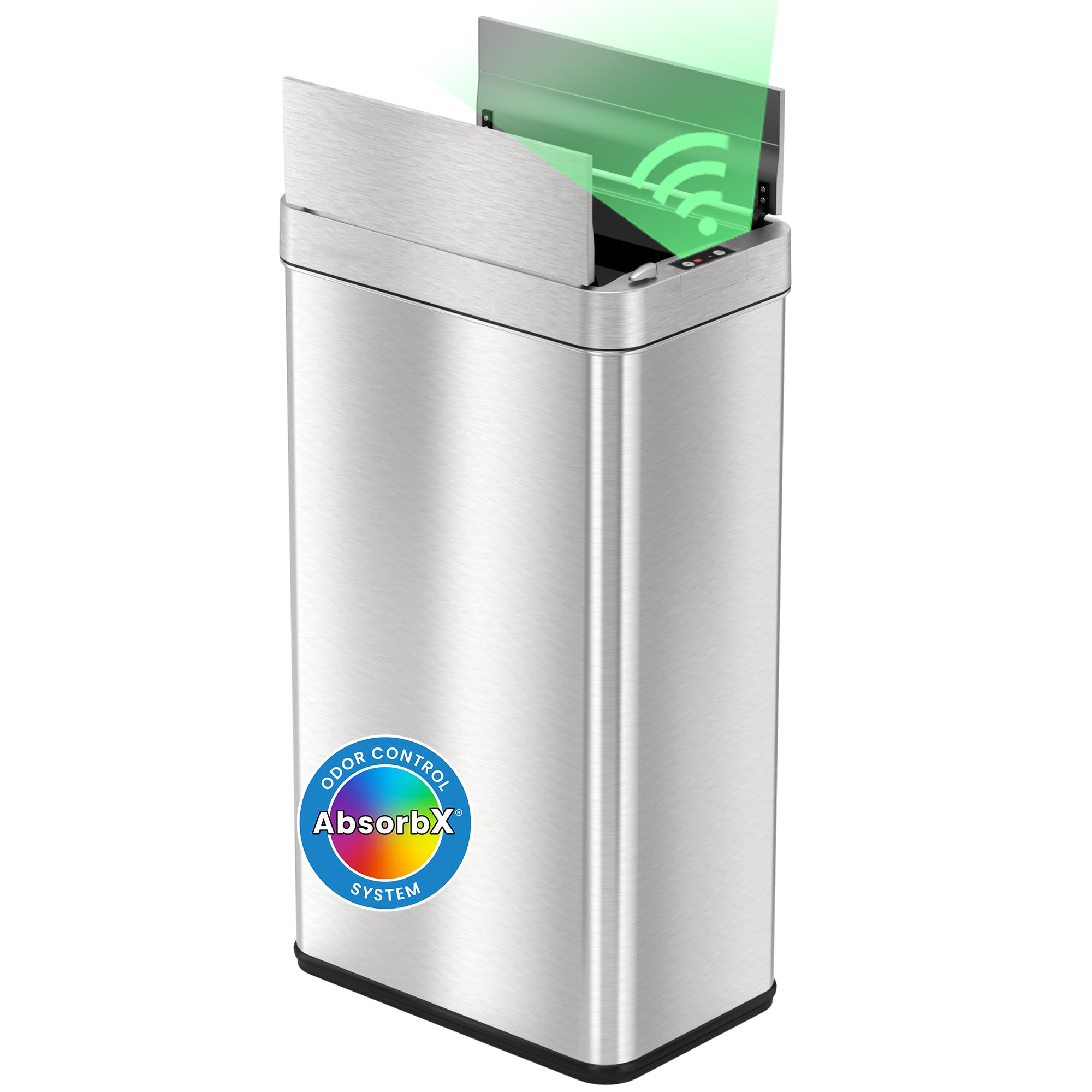 Photo 1 of **NO LID**iTouchless 18 Gallon Wings Open Kitchen Trash Can with Lid and Odor Filter, Dog Proof Lid Lock 68 Liter Slim Stainless Steel Garbage Bin Home Office Bedroom Living Room Large Capacity Wastebasket