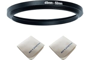 SKYZHENG 48mm lens to 52mm Camera Lens Adapter 48mm to 52mm Step Up Ring Adapter Ring for all brands of UV ND CPL, with premium lens wiping cloth 2 pack (48mm-52mm)