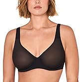 DELIMIRA Women's Cosnufy Sheer Balconette Bra Full Coverage See Through Plus Size Unlined Underwire Bras
