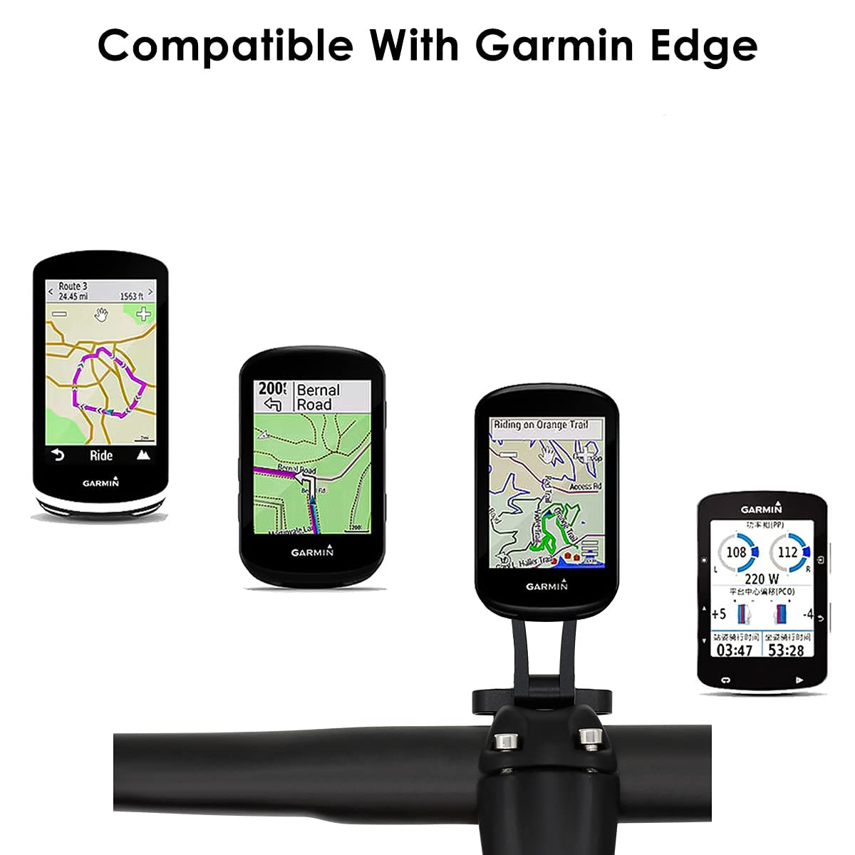 Thinvik Bike Computer Mount for Garmin Edge,Gopro Combo Mount,Compatible with All Garmin Series 1030 1000 830 820 810 530 520 510 500 25 20 GPS Computer - CNC Aluminum Alloy