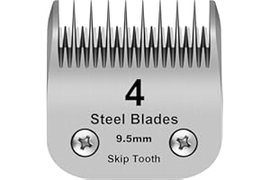DODAER 4 Skip Tooth Detachable Pet Dog Grooming Steel Blades,Compatible with Andis,Oster A5,Wahl KM10 Series Clippers,Cut Length 3/8-Inch (9.5mm)，1 Pack