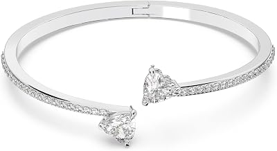 Bracciale rigido Mesmera Attract, Cuore, Bianco, Placcato rodio