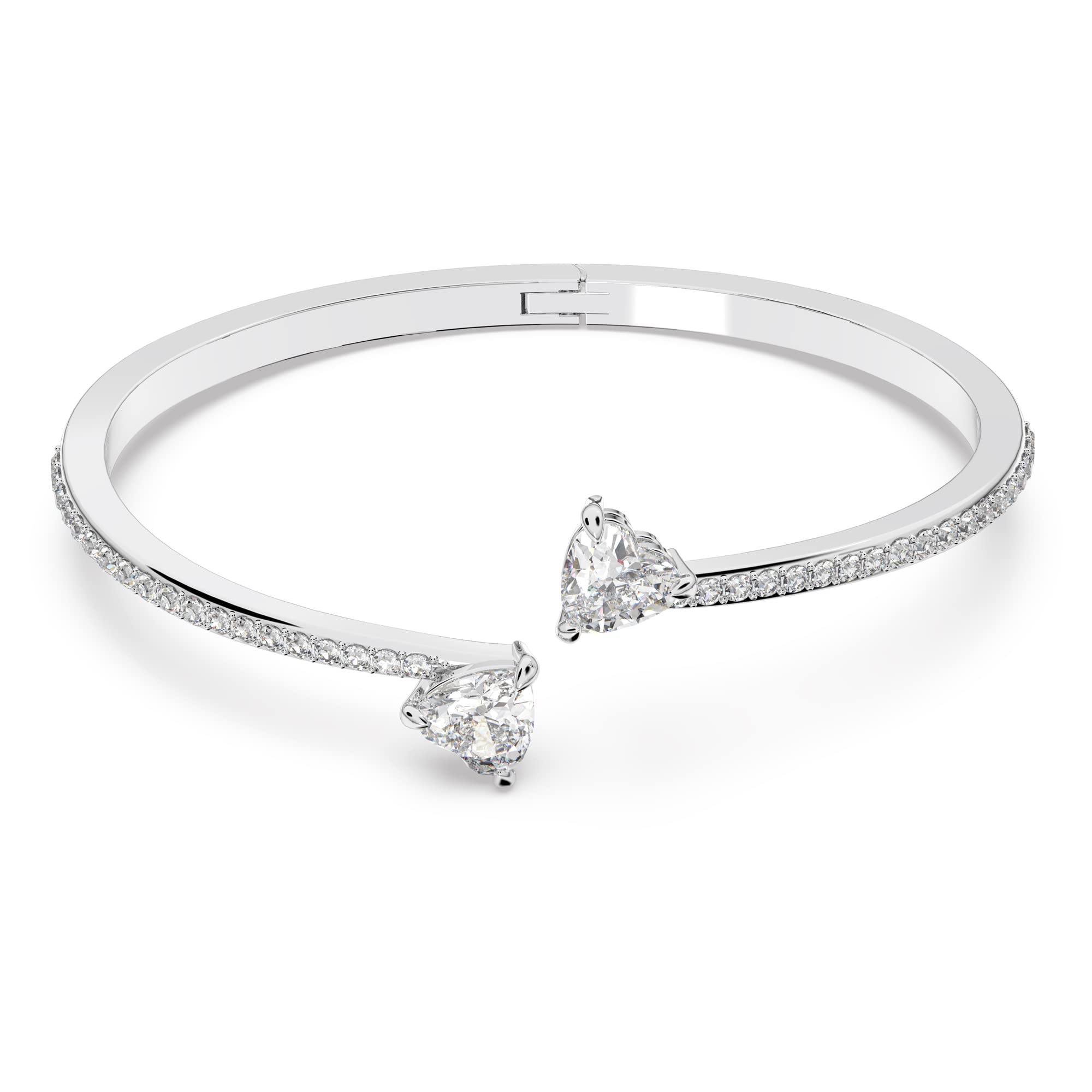 Swarovski Attract Soul bangle, Heart, White, Rhodium plated, S
