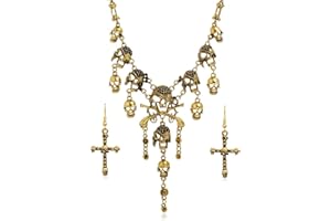 Pingyongchang Vntage Multilevel Pirate Skull Tassel Charm Necklace Collar and Fashion Jewelry Skull Bracelet Collar Collar Lady Horror Necklace for Women's