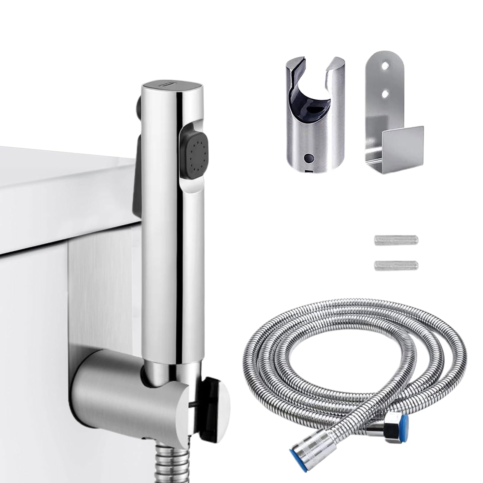 Bidet Hand Shower Set, Double Jet Mode, Nozzle, ABS Plastic for Shower, Bathroom, Hygiene, Toilet Paper, Nappy Cleaning with Hose, Wall Mount