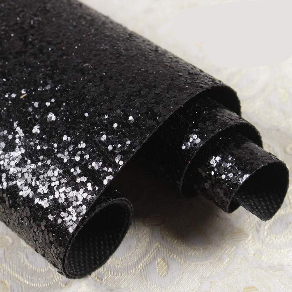 57.3"Glitter Sequins Wall-Cloth Clubwear Wallpaper Cover Fabric Home Decor (Black)