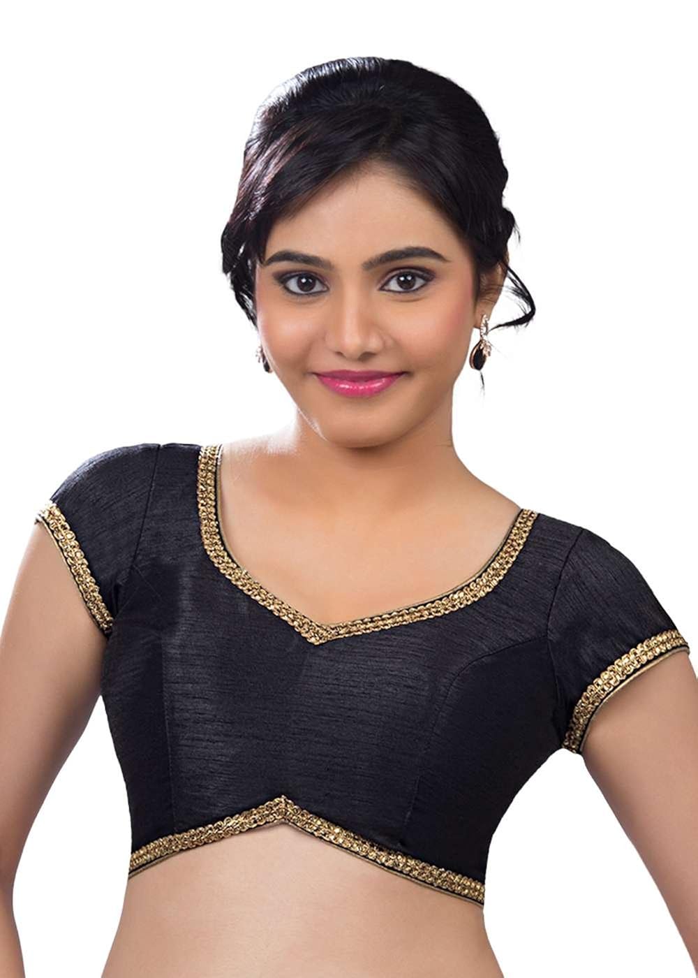 vamas dupion-silk back open hooks half sleeves saree blouse (vdb_x-203)