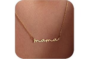 SLOONG Mothers Day Gifts for Women Mama Necklace,14K Gold Plated Dainty Mama Necklaces Mother Day Gifts for New Mom Boyfriends Mom Women