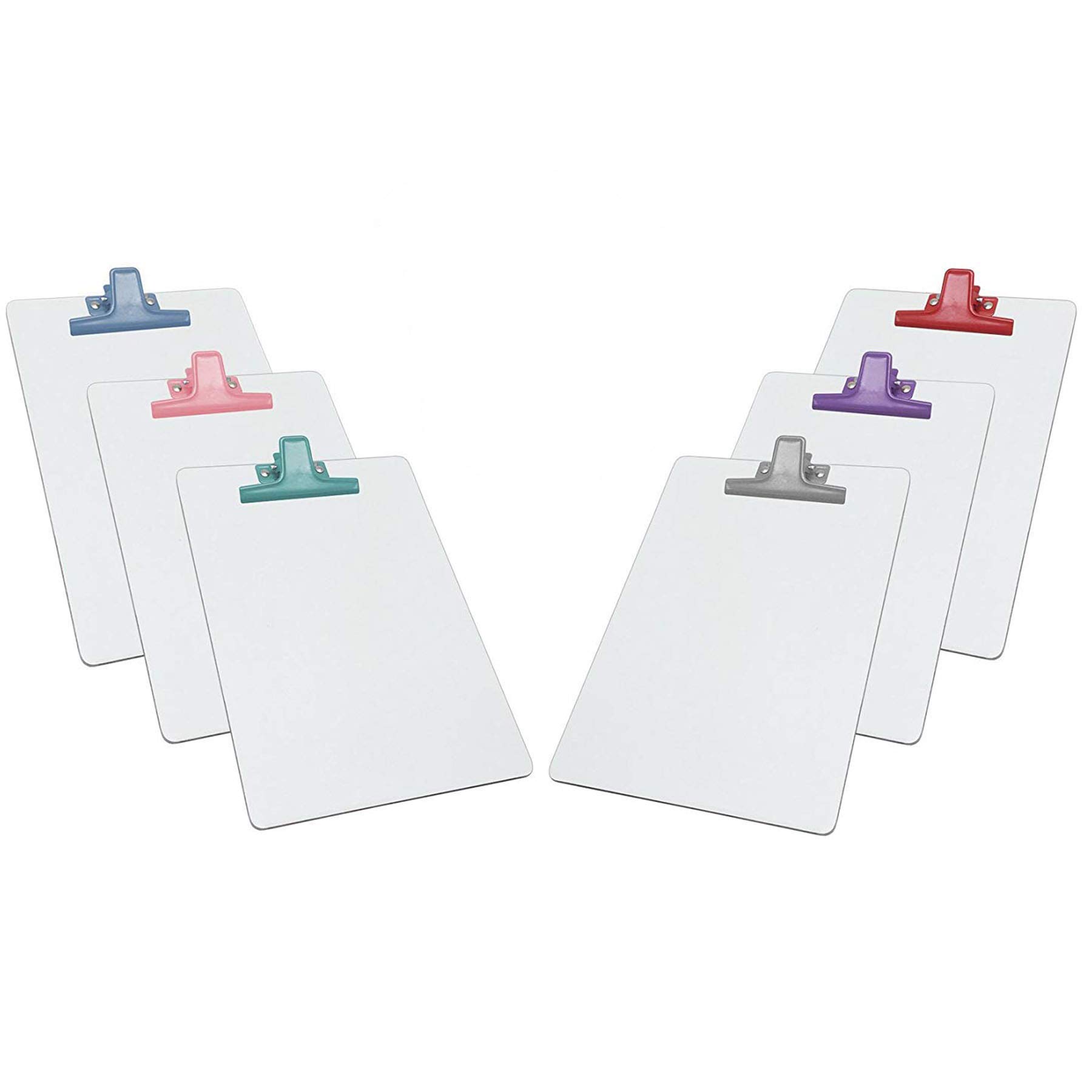 Acrimet White Clipboard Letter Size A4 (33 cm x 23 cm) Premium Metal Clip (Hardboard) (Assorted Clip) (6 Pack)
