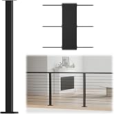 Muzata 36" Black Cable Railing Post Surface Mount Level Drilled PS02 BH4S | 36"&times;2"&times;2" Level Post for Indoor &amp; Outdoor, T304 Stainless Steel Cable Railing System, Easy DIY Installation with User Guide
