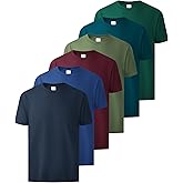 Little Beauty 6 Pack Men's T-Shirts Crew Neck Short Sleeve Cotton Tee Breathable Multiple Solid Colors Tops M