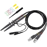 Smgda 2pcs P6020 Upgraded Oscilloscope Clip Probes Kit 20MHz Fully Insulated BNC End Probe with Accessories Kit 1X 10X (Pack 