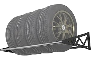 SafeRacks Heavy Duty Adjustable Wall Mounted Tire Rack Adjustable to 56 Inches with Powder Coated Brackets and 400 Pound Total Weight Capacity, Black