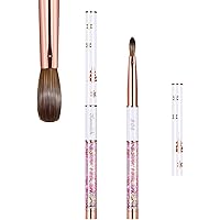 Picture of Acrylic Nail Brush Size 4,KEMEISI 100% Pure Kolinsky Nail Art Brushes Sturdy Handle Oval Shaped Acrylic Powder Nail Design Tools for Professional Manicure DIY Home Salon (White)