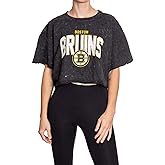 Calhoun NHL Surf & Skate Womens Oversize Drop Shoulder Acid Wash Cropped T-Shirt