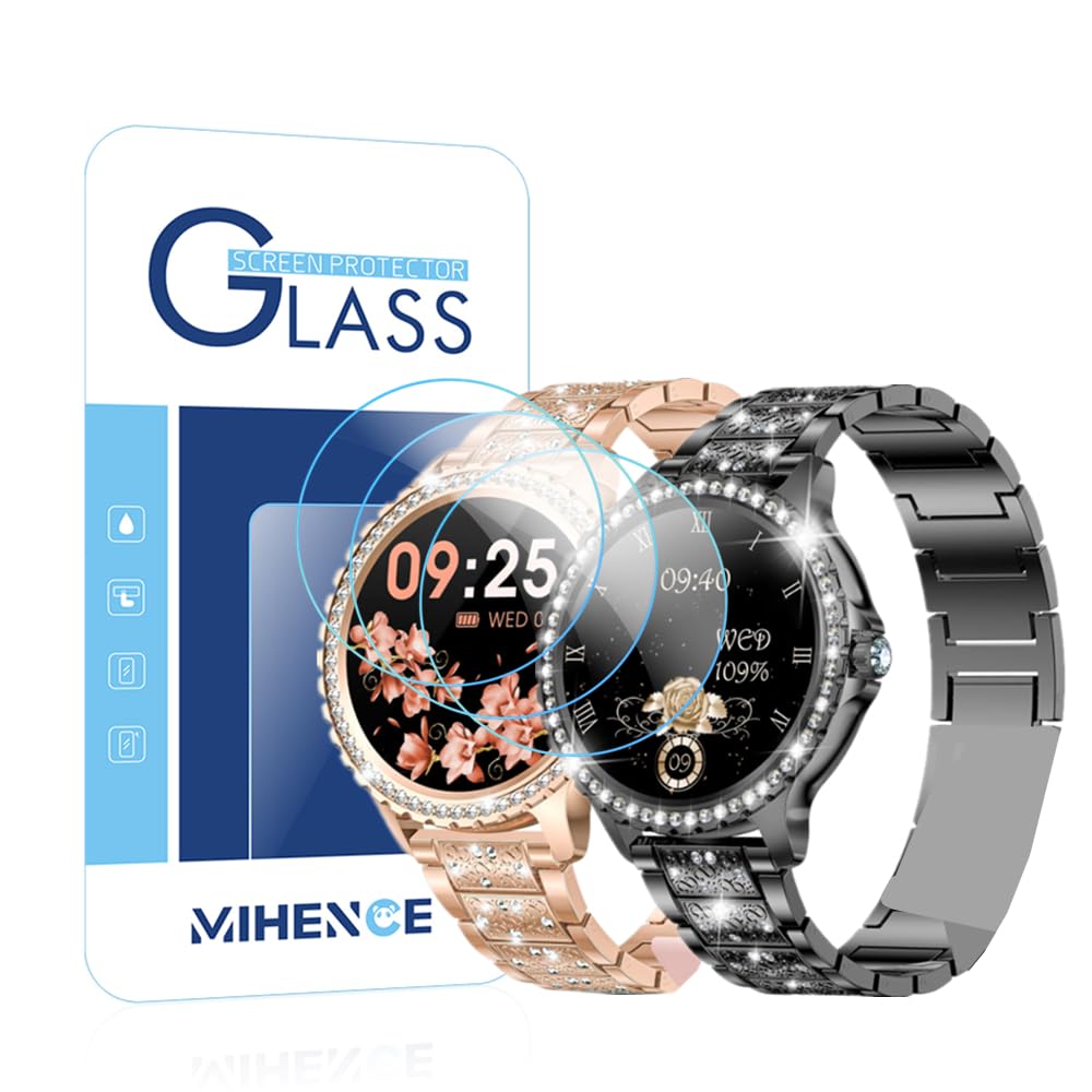 MIHENCE Screen Protector for i58 1.32 Inch Smartwatch, 9H Anti-Scratch Tempered Glass Film Compatible with LIGE/DekeFit i58 1.32 Inch Smartwatch (Pack of 3)