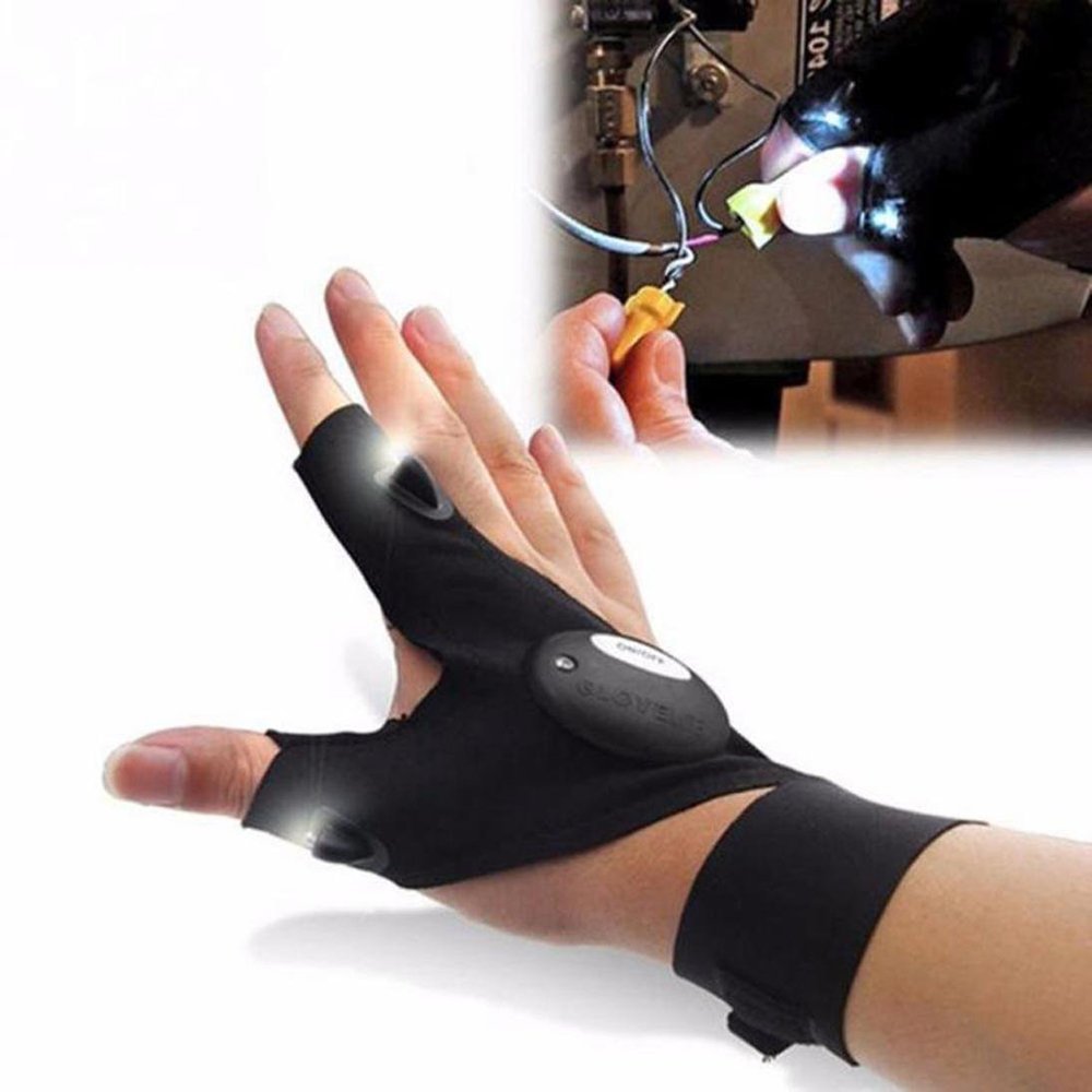 LED Flashlight Magic Strap Fingerless Gloves By Fomatrade Pack 2 LED light for Repairing in Darkness Places and Outdoor Activities Essential Equipment
