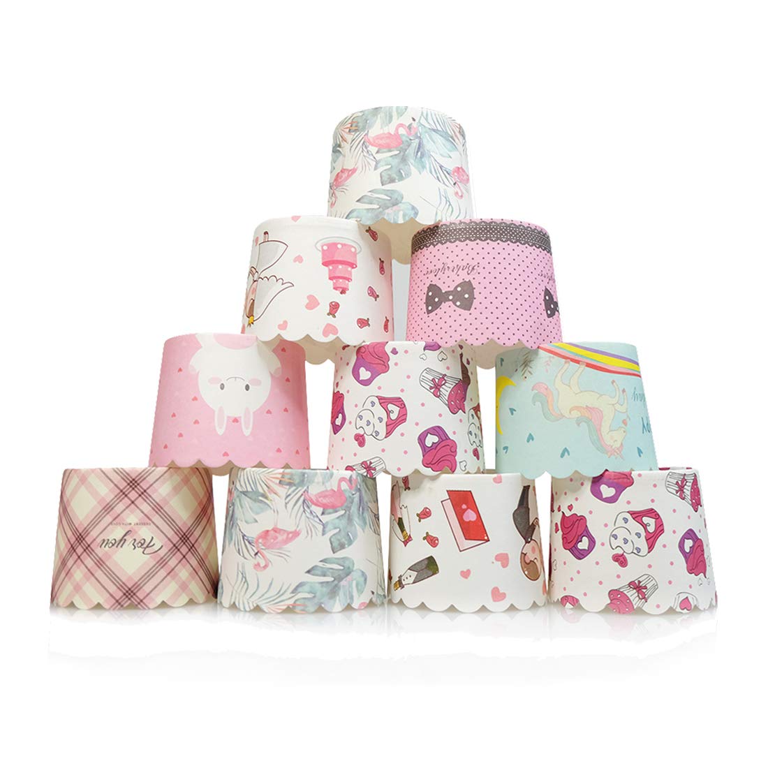 Gabkey Baking Paper Cups, Greaseproof Paper Muffin/Cupcake Wrappers-Pack of 100 Large Muffin Liners/Wraps(10 Color Random)