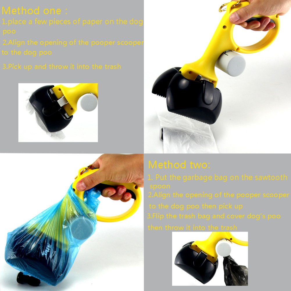 Pooper Scooper Rake Spade Cat Dog Pet Waste Scoop-Portable Jaw Clamp Scooper For Indoor Or Outdoor Waste Picker Perfect For Small Medium Large XL Pets (FREE Pet Brush & 6 Roll Sog Poop Bags)